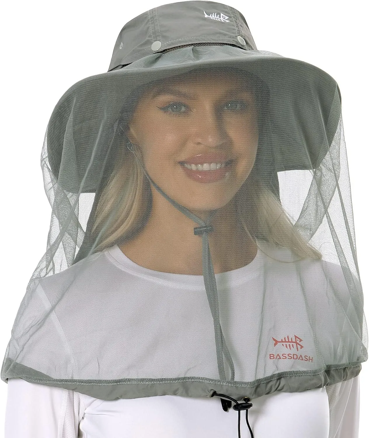 BASSDASH UPF 50  Mosquito Sun Hat with Hidden Head Net and Neck Flap for Men Women Outdoor Fishing Hiking Camping FH16
