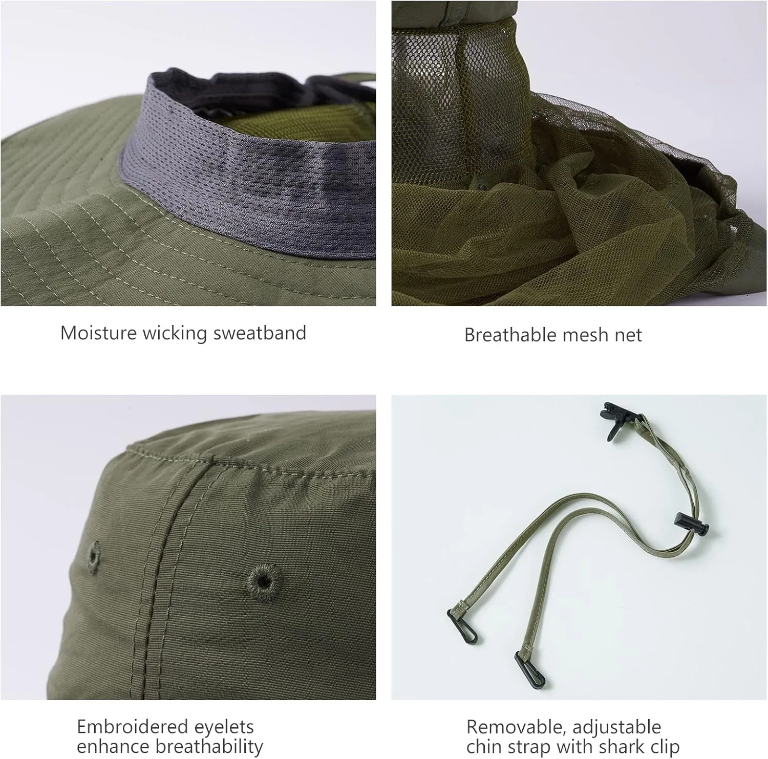 BASSDASH UPF 50  Mosquito Sun Hat with Hidden Head Net and Neck Flap for Men Women Outdoor Fishing Hiking Camping FH16