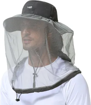 BASSDASH UPF 50  Mosquito Sun Hat with Hidden Head Net and Neck Flap for Men Women Outdoor Fishing Hiking Camping FH16
