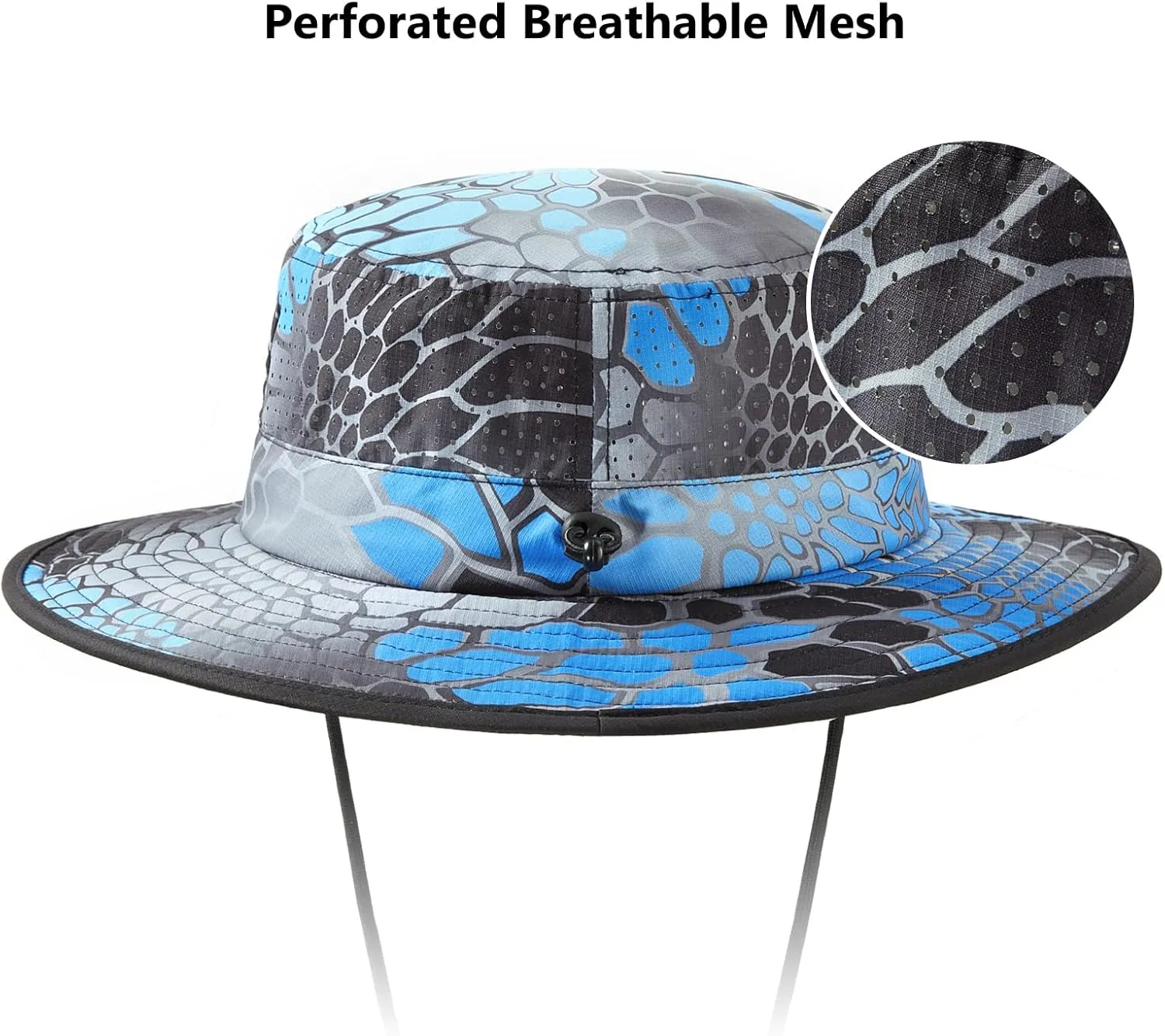 BASSDASH UPF 50  Water-Resistant Fishing Bucket Hat with Laser Perforated Mesh Adjustable for Men Women Outdoor Hiking