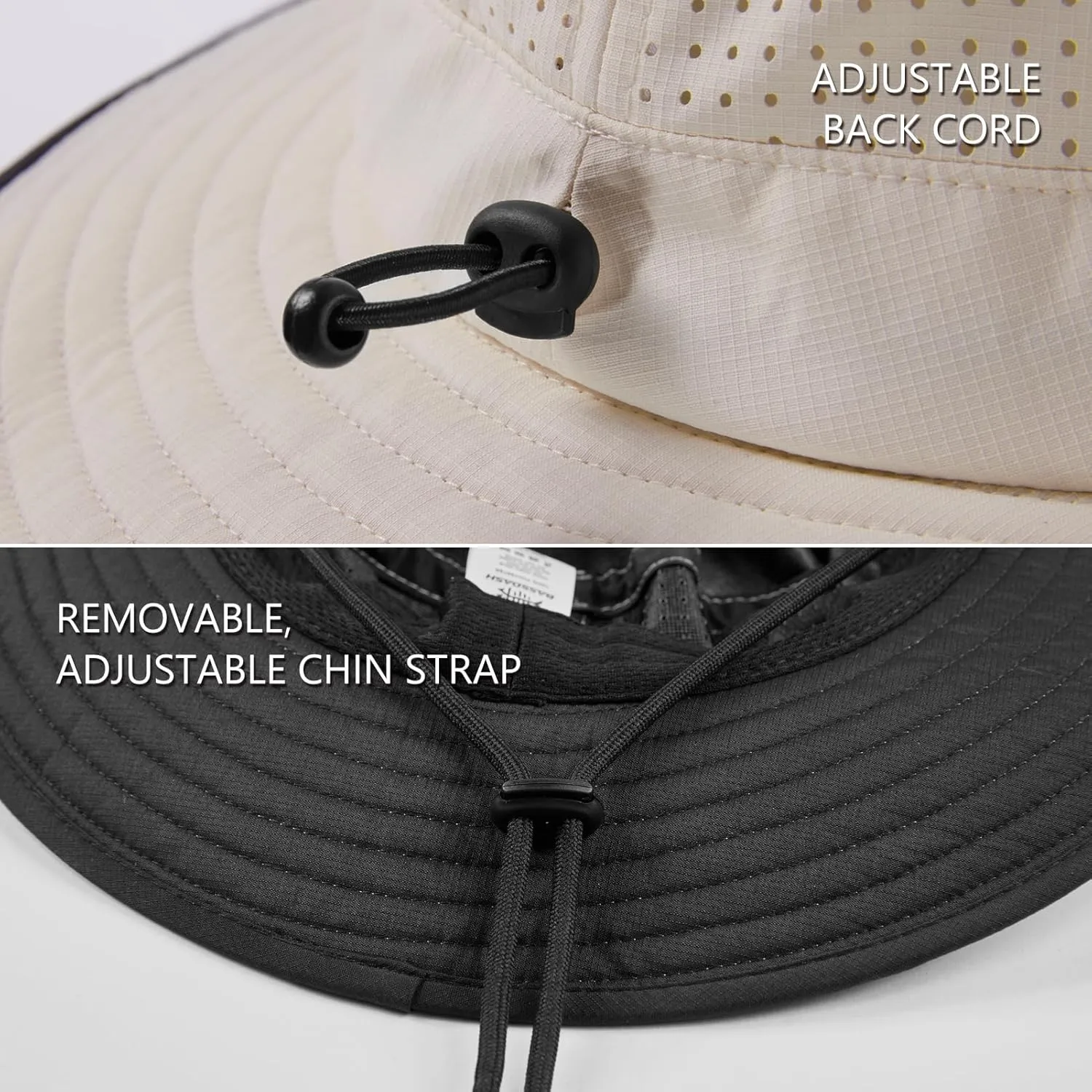 BASSDASH UPF 50  Water-Resistant Fishing Bucket Hat with Laser Perforated Mesh Adjustable for Men Women Outdoor Hiking
