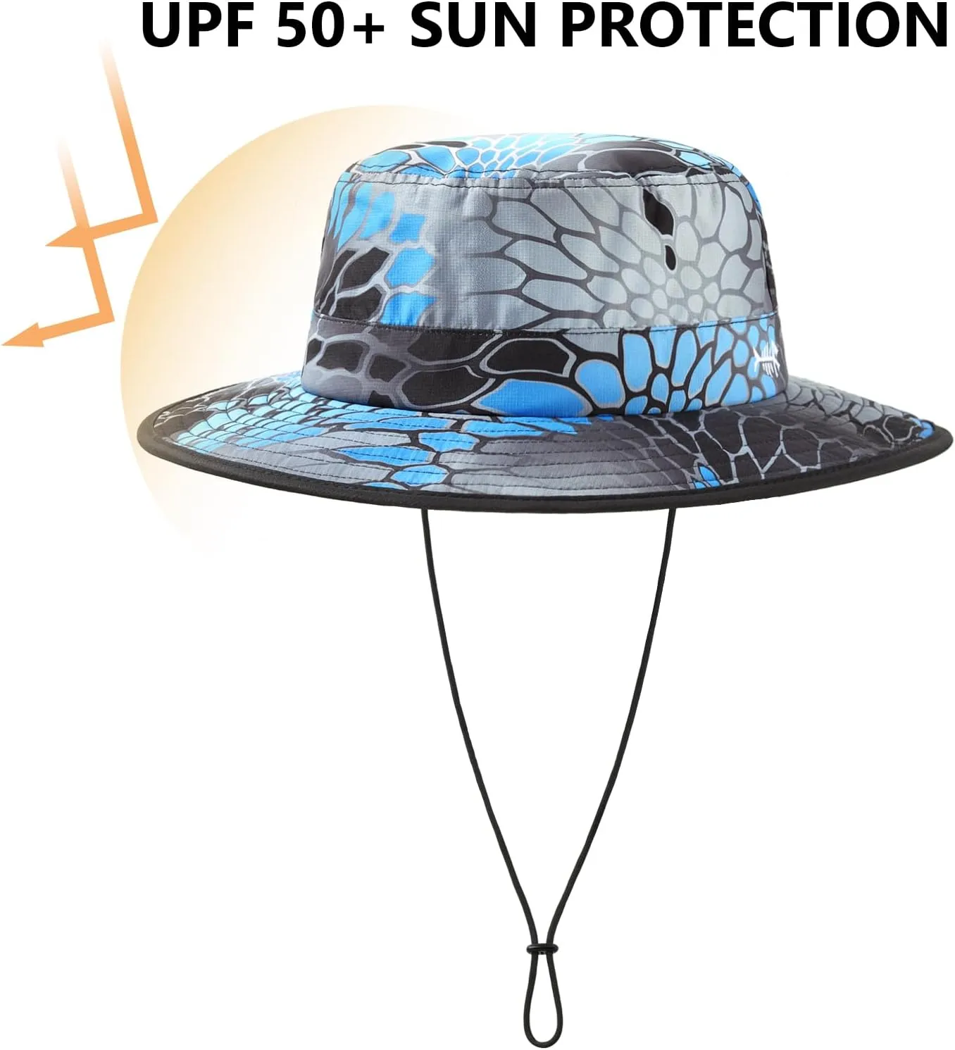 BASSDASH UPF 50  Water-Resistant Fishing Bucket Hat with Laser Perforated Mesh Adjustable for Men Women Outdoor Hiking