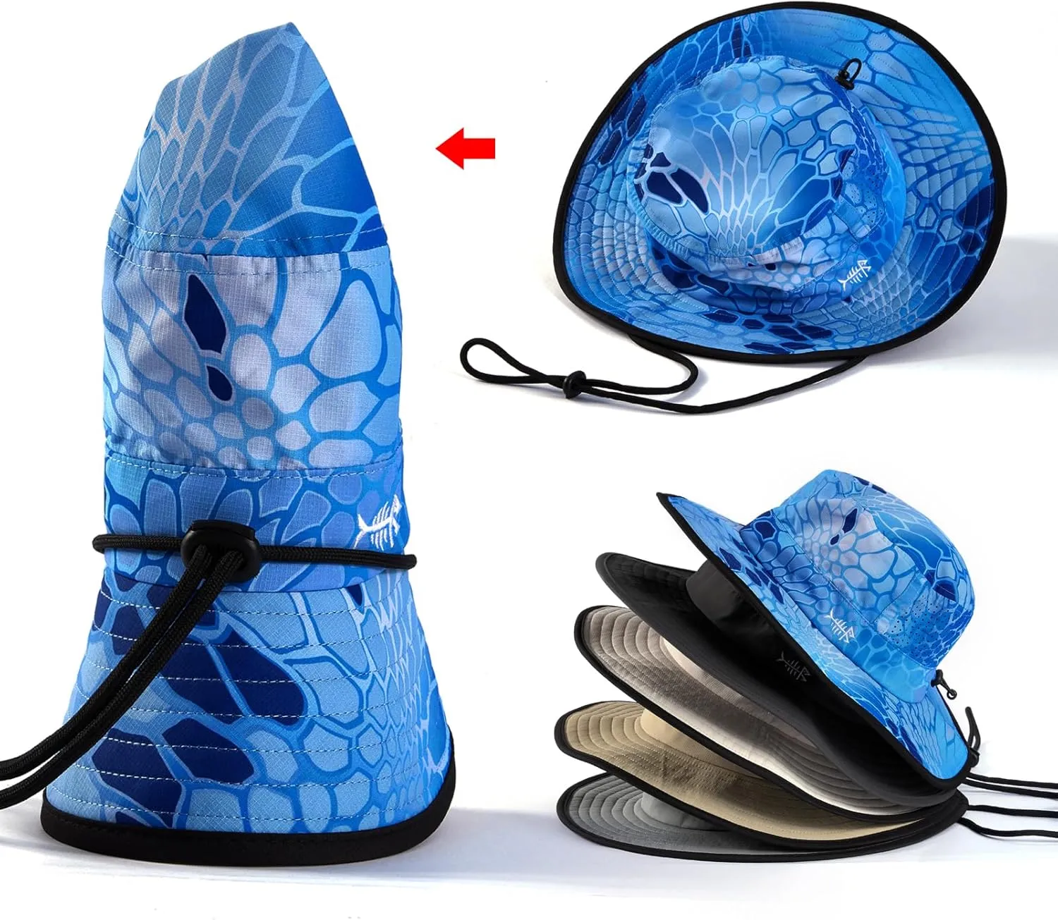 BASSDASH UPF 50  Water-Resistant Fishing Bucket Hat with Laser Perforated Mesh Adjustable for Men Women Outdoor Hiking