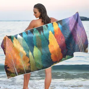 Beach Towel Surreal Trees Print Oversized Thin 31x71 in Quick Dry Sandproof Beach Blanket with Storage Bag