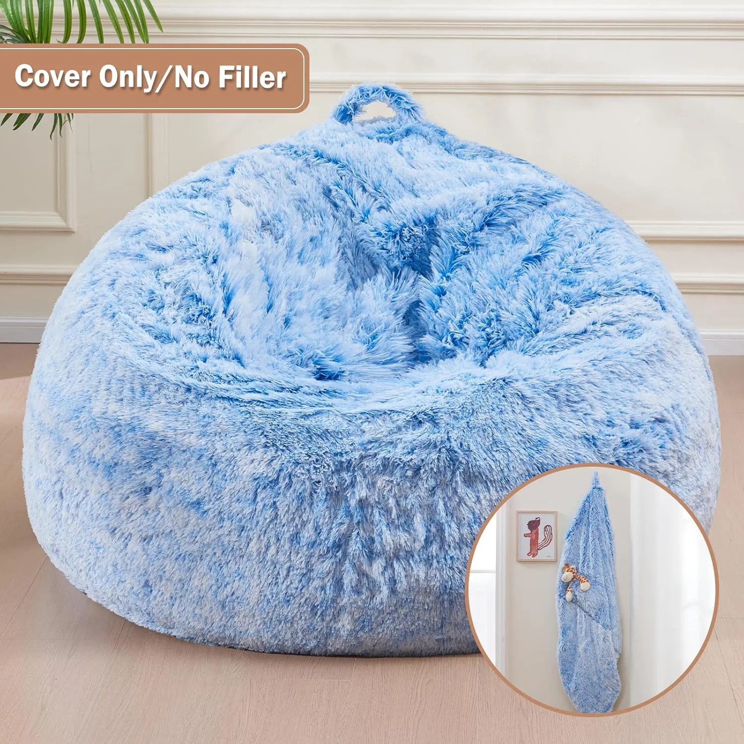 Bean Bag Cover Only, Machine Washable Stuffed Animals Storage, Bean Bag Couch for Adults Kids Teens, Small Bean Bag Chairs Cover for Toddlers