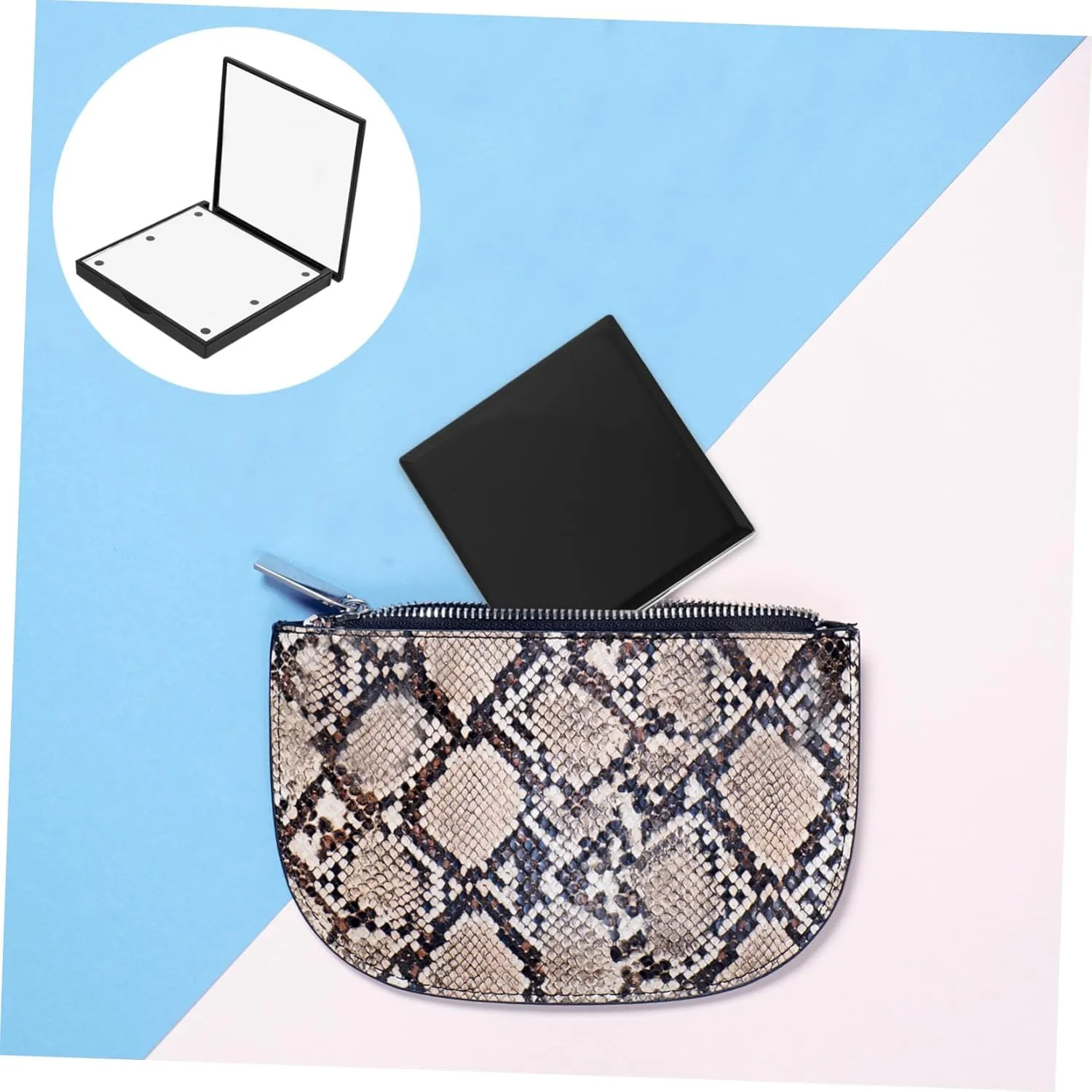 Beaupretty 2pcs Compact Led Makeup Mirror Portable Cosmetic Mirror Illuminating Light Design for Handbag Purse for Travel Go Makeup