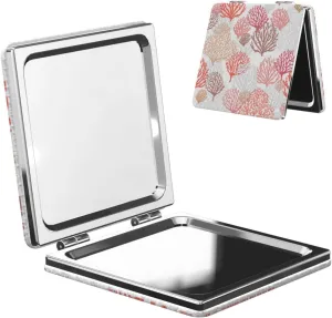 Beautiful Coral Women Small Makeup Mirror Portable Pocket Cosmetic Mirror for Travel