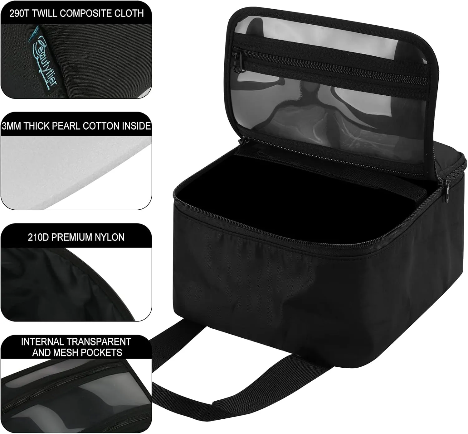 Beautyflier Travel Carrying Bag for Navage Nasal Irrigation System, Countertop Caddy Neti Pot Storage Bag, Portable Nose Cleaner Bag for Sinus Organizer with Hanging Strap (Bag Only, Black)