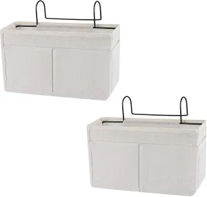 Bedside Caddy Hanging Storage with Water Bottle Holder for Bunk Bed Hospital Bed Dorm Rooms (2 Pack White)