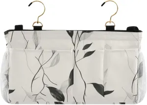 Bedside Hanging Storage Basket Hanging Bag For Baby Bed for Headboards Bunk Beds Dorm Rooms Organizer Storage Modern Minimalist Black Leaves