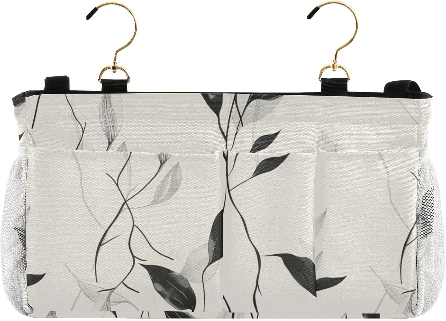 Bedside Hanging Storage Basket Hanging Bag For Baby Bed for Headboards Bunk Beds Dorm Rooms Organizer Storage Modern Minimalist Black Leaves