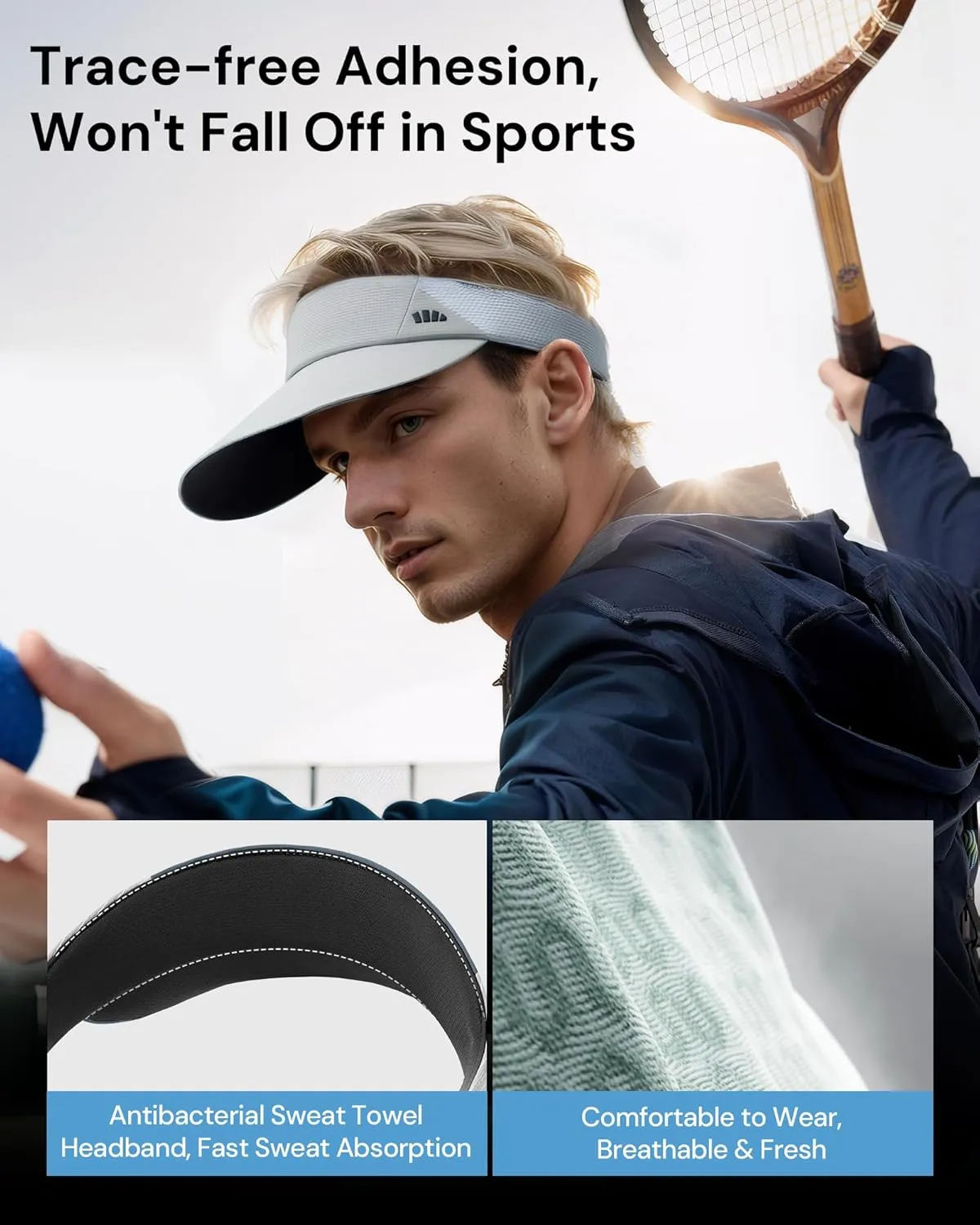 BENEUNDER Sports Sun Visors for Women Men UPF50  UV Protection Unisex Lightweight Hats for Golf Tennis Running