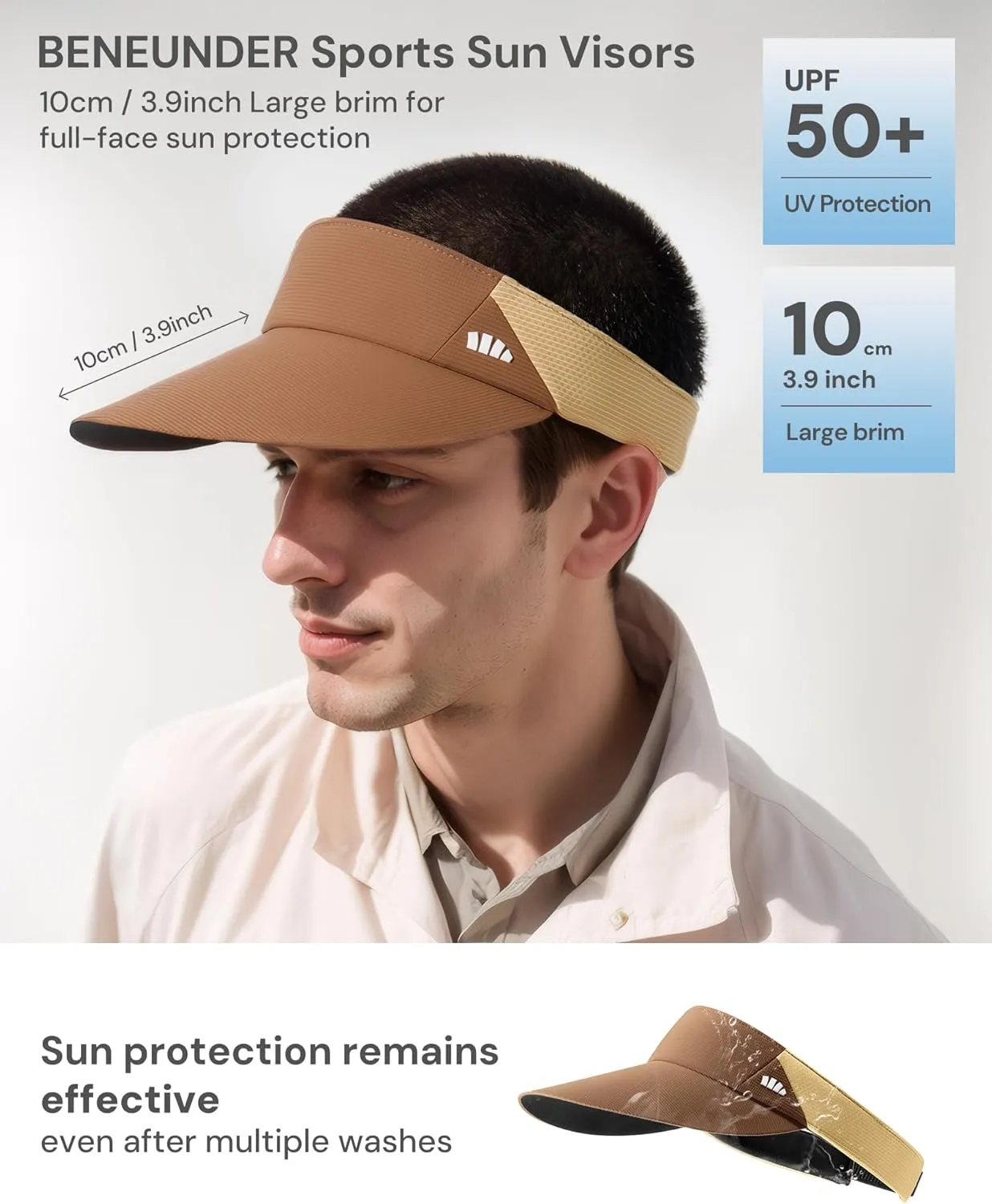 BENEUNDER Sports Sun Visors for Women Men UPF50  UV Protection Unisex Lightweight Hats for Golf Tennis Running