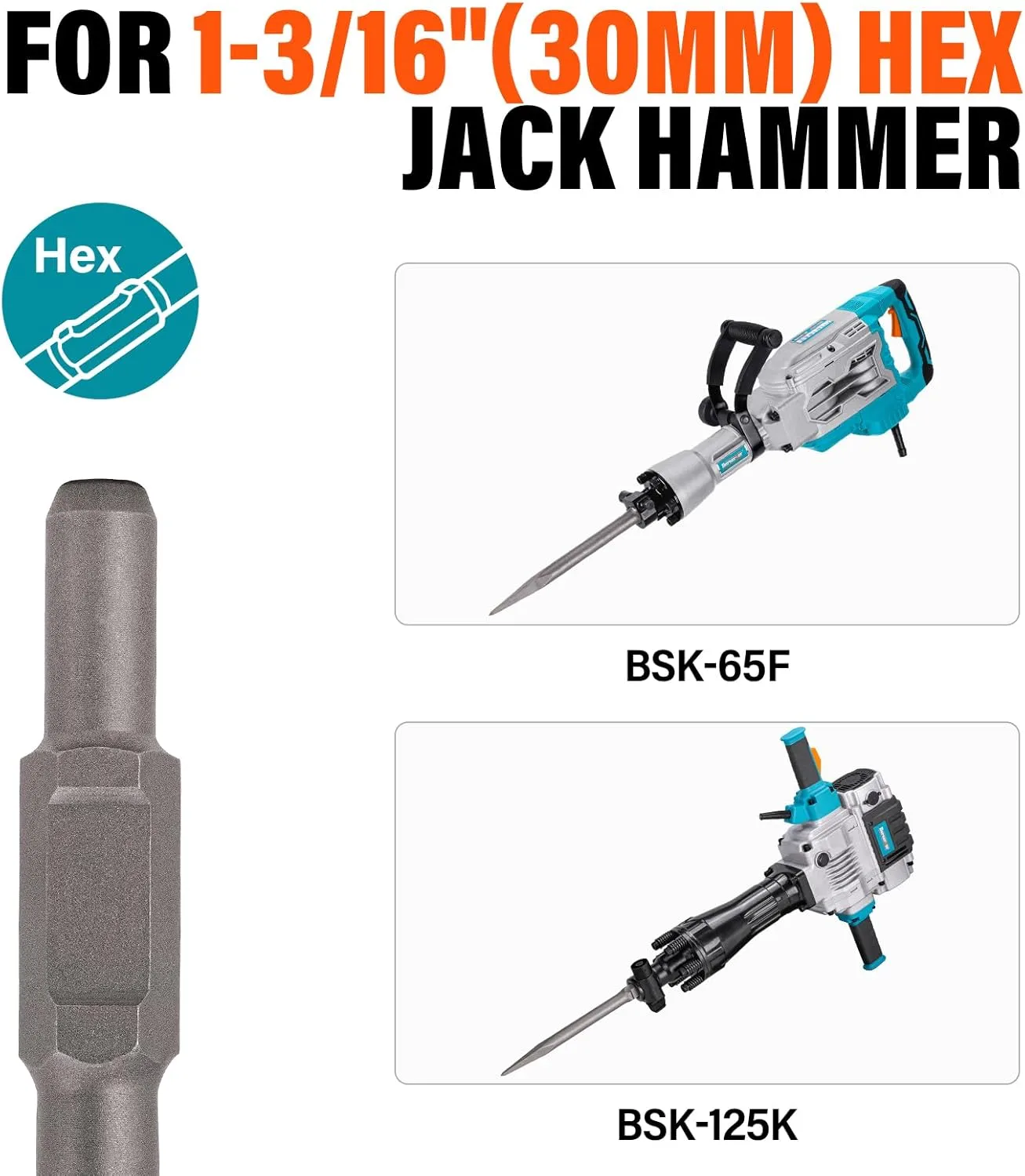 Berserker 1-3/16" Hex Shovel, 5-1/2 x 17-1/2 In. Steel Clay Spade Scoop Bit w/Carrying Case for Heavy Duty Electric Demolition Jack Hammer Concrete Breaker