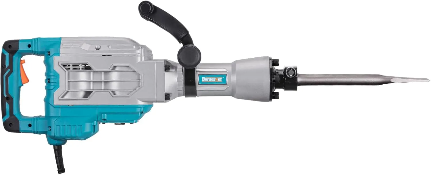 Berserker 1700W 30-Pound Demolition Jack Hammer with 1-3/16" Hex, 14-Amp Corded Electric Heavy Duty Demo Chipping Hammer Concrete/Pavement Breaker with Carrying Case Flat Chisel Bull Point Chisel