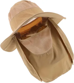 BESPORTBLE Sun Protection Wide Brim Hat for Men Women Uv Blocking Outdoor Beach Fishing Hiking Hat Breathable Mesh Khaki