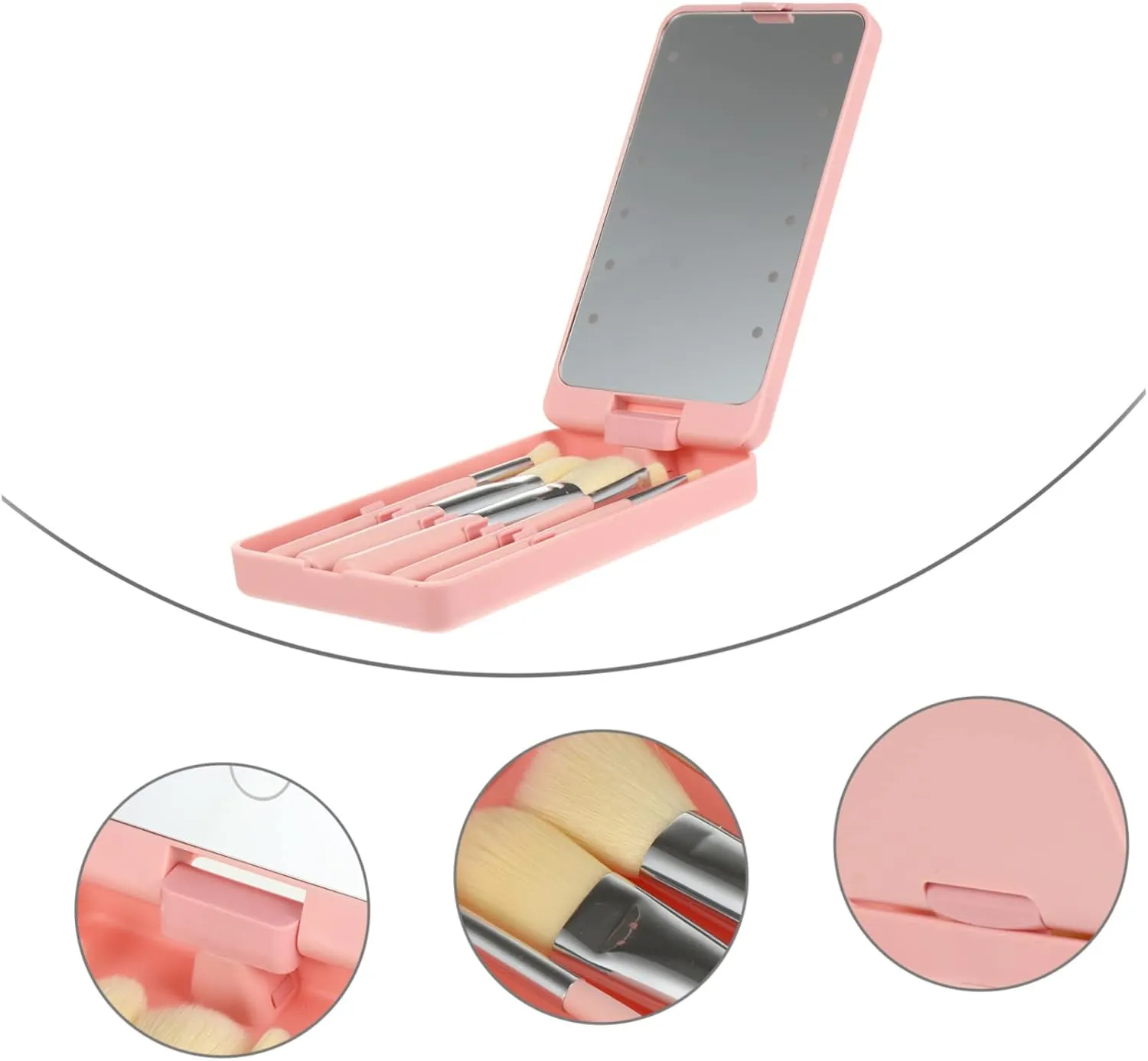 BESTYASH 5pcs Makeup Mirror with LED Light Portable Folding Design with Storage for Travel for Handbag Purse Present for Women and Makeup Artists