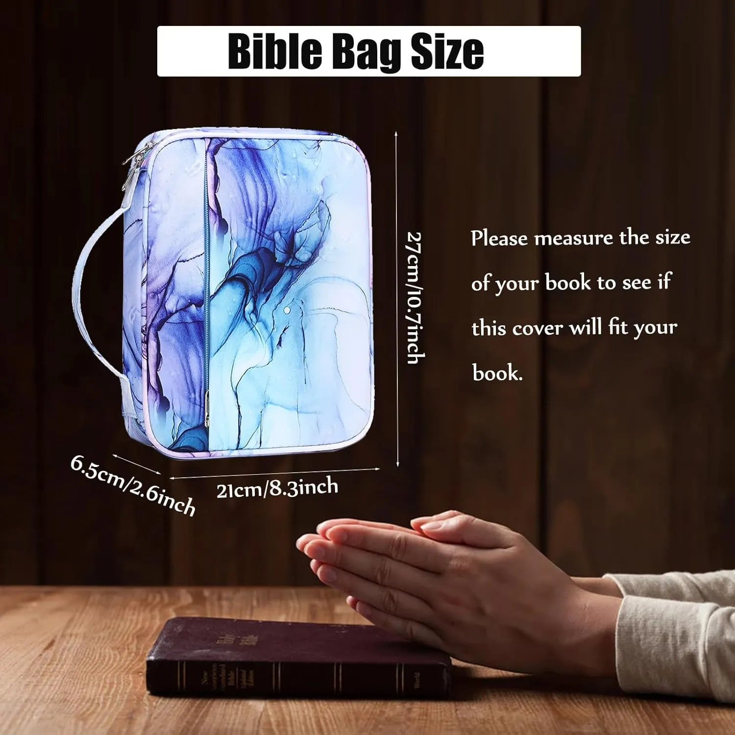 Bible Cover for Women with Blue Marble Printing,Bible Covers for Girls,Bible Case,Bible Bag,Bible Holder Case,Bible Cover Case,Bible Boooks Covers for Women and Teen Grils