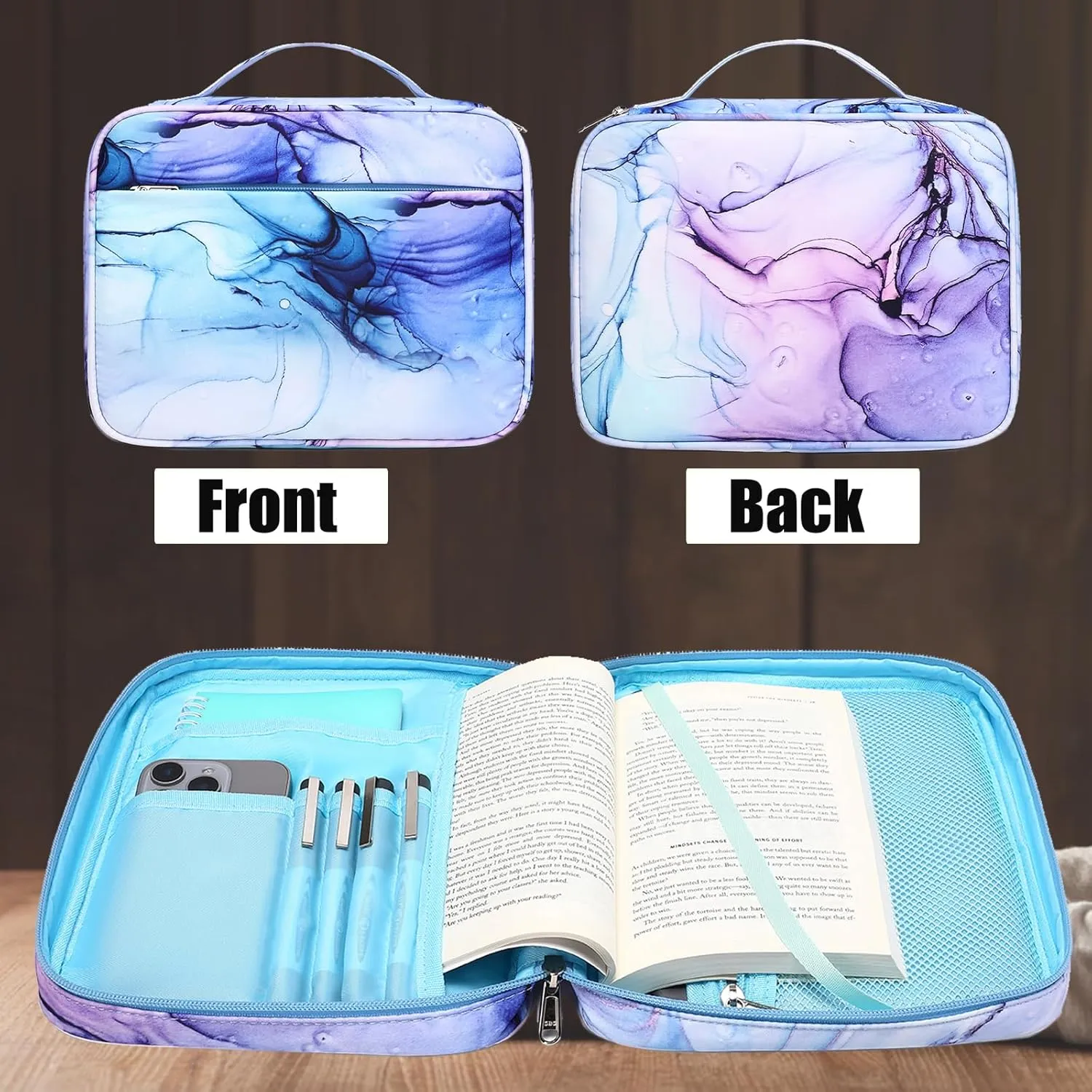 Bible Cover for Women with Blue Marble Printing,Bible Covers for Girls,Bible Case,Bible Bag,Bible Holder Case,Bible Cover Case,Bible Boooks Covers for Women and Teen Grils