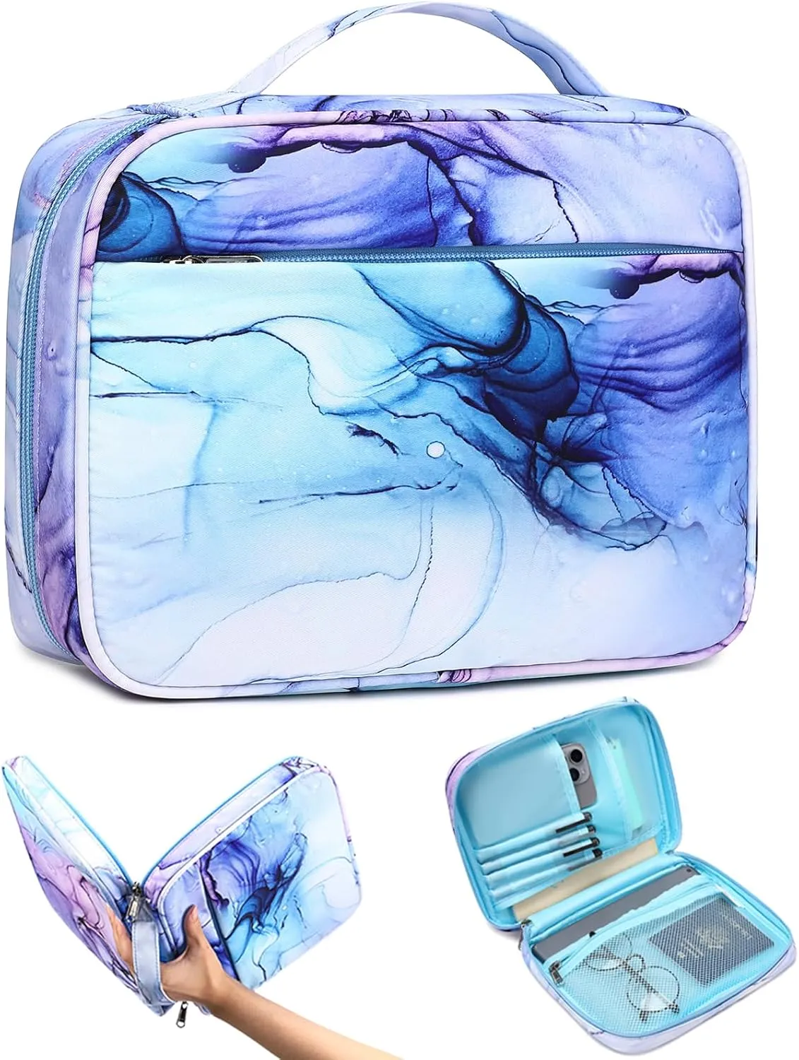 Bible Cover for Women with Blue Marble Printing,Bible Covers for Girls,Bible Case,Bible Bag,Bible Holder Case,Bible Cover Case,Bible Boooks Covers for Women and Teen Grils
