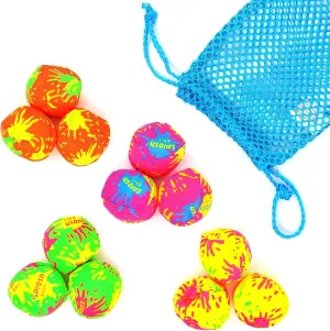 Big Mo's Toys Splash Balls - Neon Drawstring Mesh Bag and Cool Water Balls for Pool - 12 Pack Set