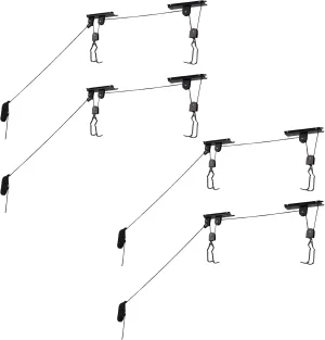 Bike Hoists - Overhead Pulley System with 100 lb Capacity for Bicycles or Ladders - Secure Garage Ceiling Storage by Rad Cycle