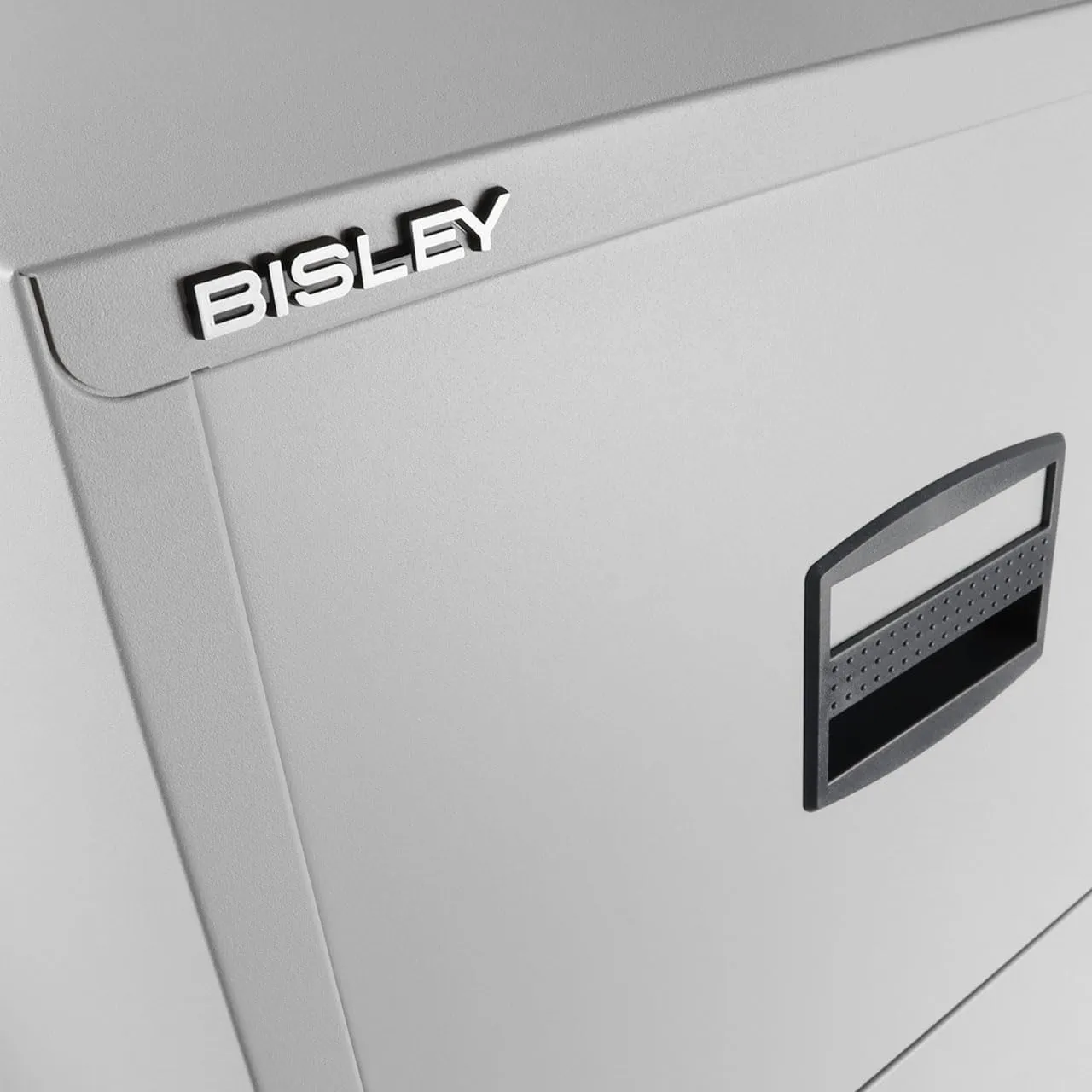 Bisley 2-Drawer Home File Cabinet - Light Grey, 2 Hanging File Drawers, Powder-Coated Steel, Sturdy Pull Handles, Locking Drawers