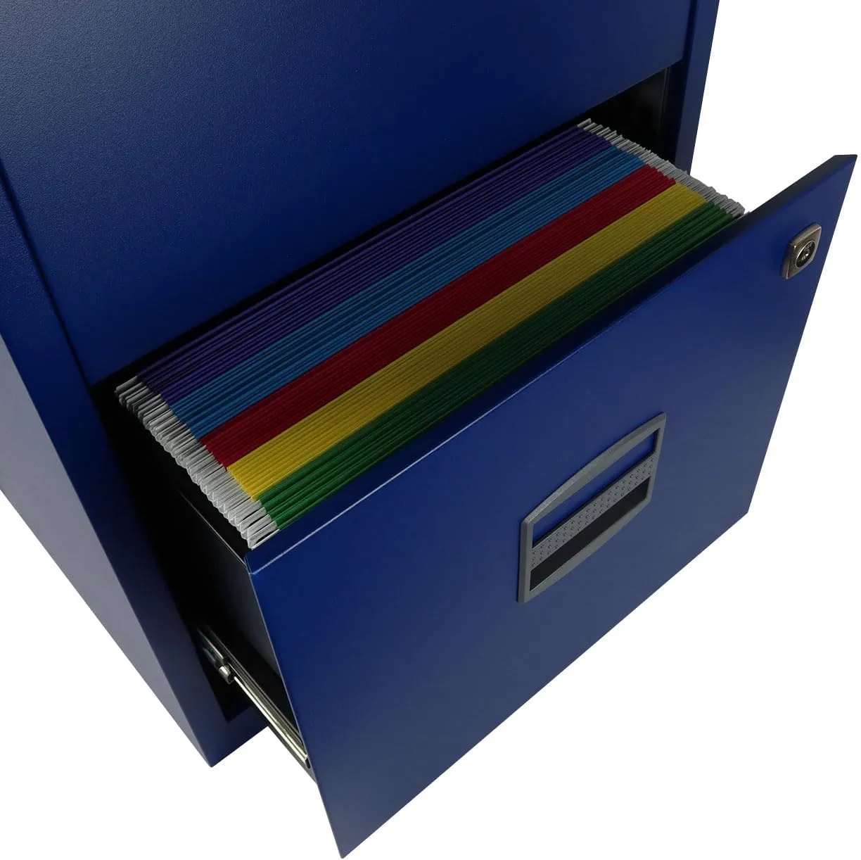 Bisley 2-Drawer Home File Cabinet - Oxford Blue, 2 Hanging File Drawers, Powder-Coated Steel, Sturdy Pull Handles, Locking Drawers