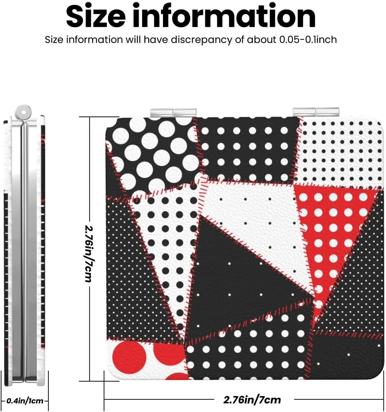 Black White Red Polka Dot Women Mini Cosmetic Mirror Folding Portable Pocket Makeup Mirror