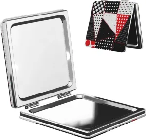 Black White Red Polka Dot Women Mini Cosmetic Mirror Folding Portable Pocket Makeup Mirror