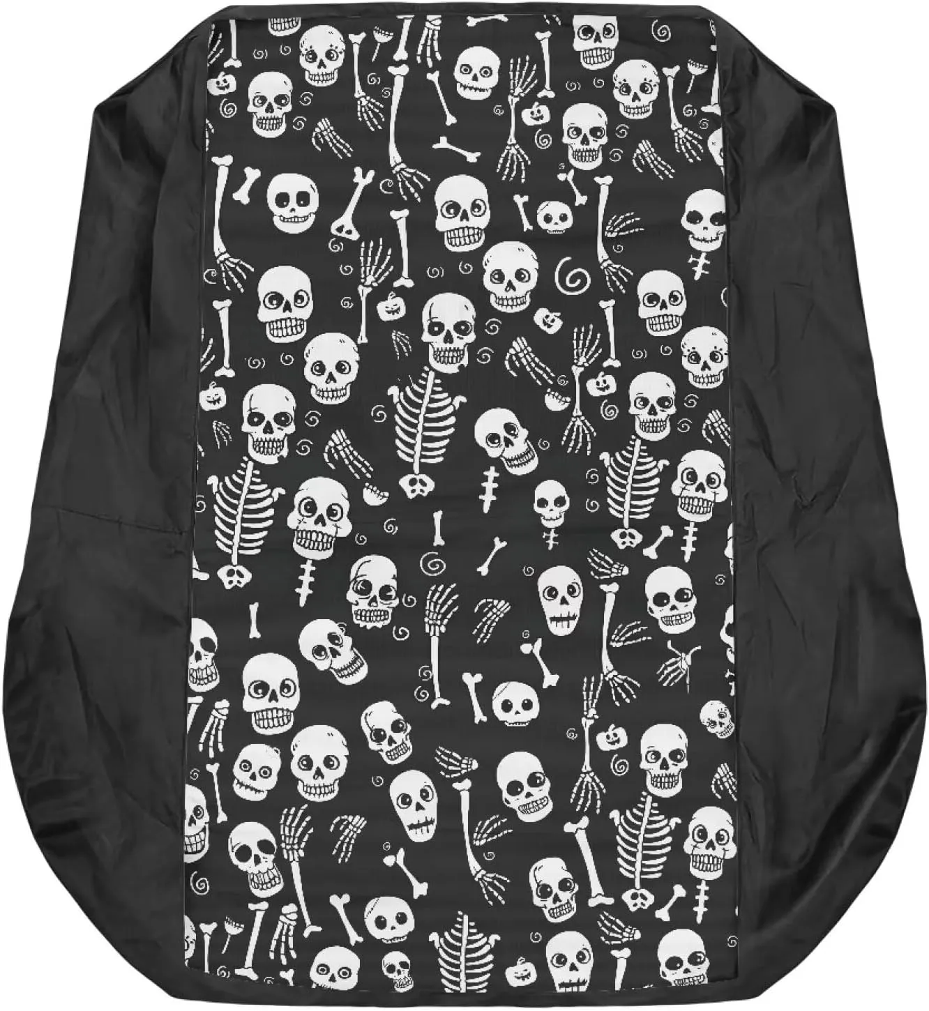 Black White Skull Print Lawn Tractor Seat Cover, Long-Lasting Resistant Riding Lawn Mower Accessories with Convenient Pockets Easy to Install Medium
