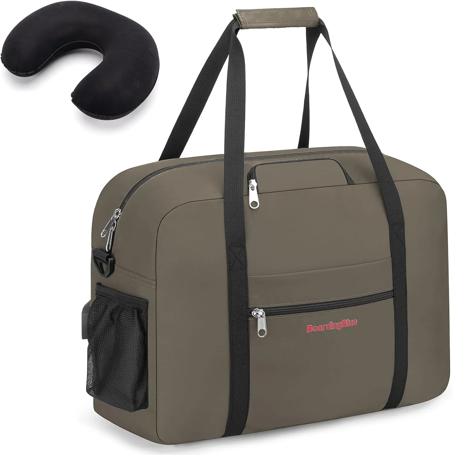 Boardingblue For Spirit, American Airline, Frontier 18X14X8 Inches Personal Item Under Seat Duffel Bag With Air Pillow And USB Port (H Green)