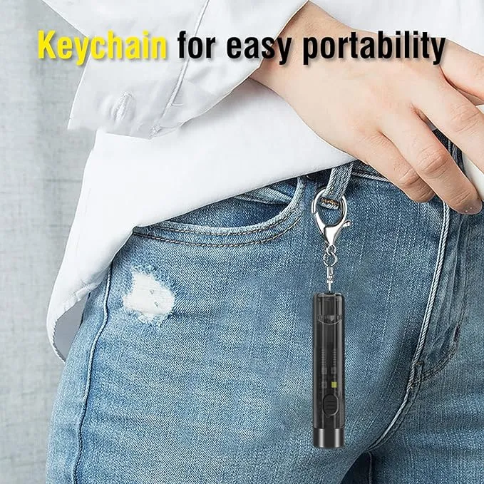 BORUIT S1 Pen Light USB C Rechargeable Keychain EDC Flashlight 80 Lumens Super Bright Pocket Mini Flashlight with 5 Light Modes for Camping Work and Emergencies (2PCS Grey)