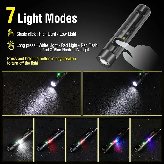 BORUIT S1 Pen Light USB C Rechargeable Keychain EDC Flashlight 80 Lumens Super Bright Pocket Mini Flashlight with 5 Light Modes for Camping Work and Emergencies (2PCS Grey)