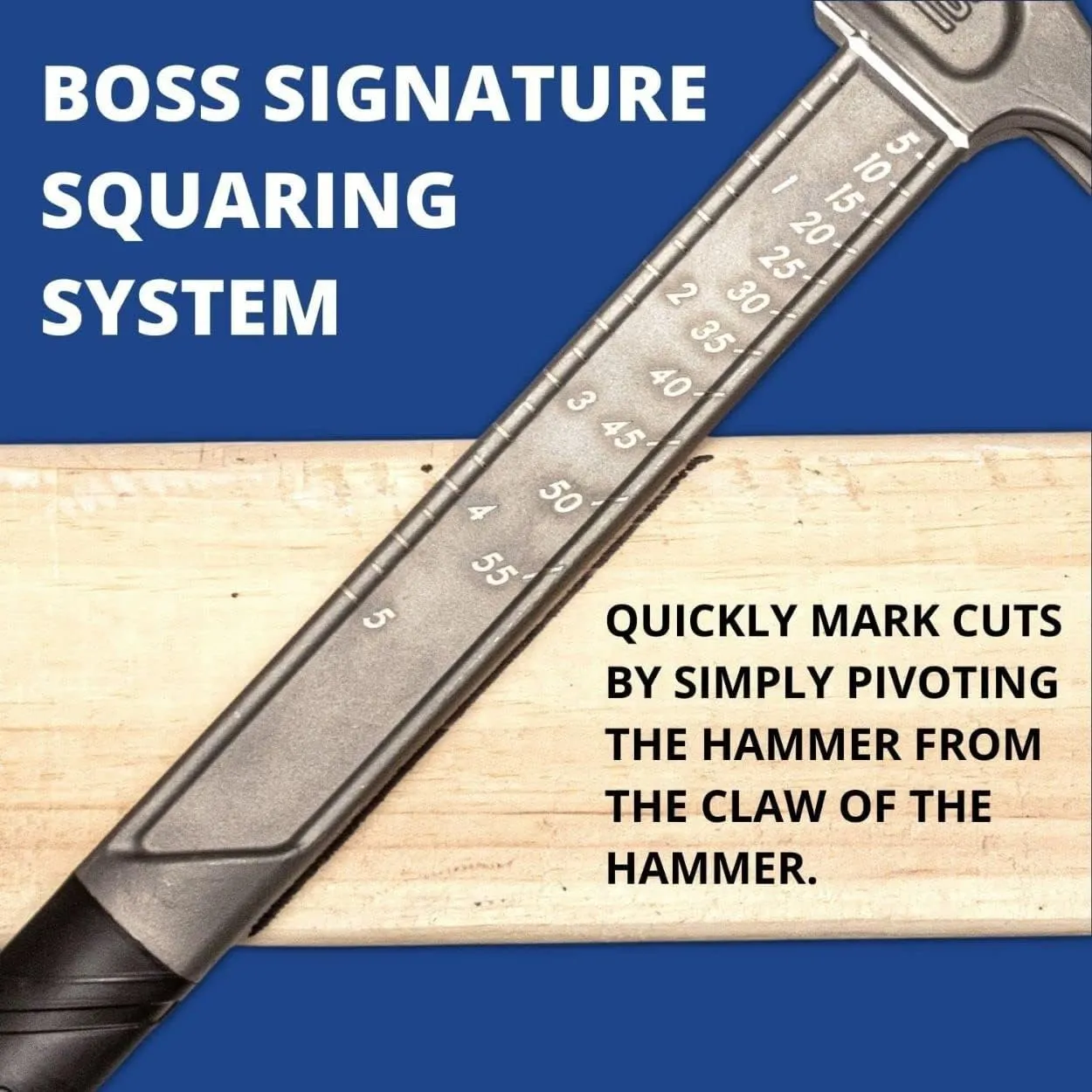 Boss Hammer 14 oz. Pro Series Titanium Hammer with Over-Molded No-Slip Rubber Grip - Construction Grade, Dual Side Nail Pullers, Smooth Face - Made in the USA - BH14TIS