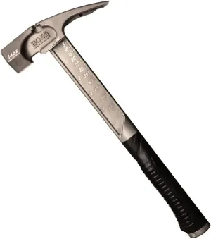 Boss Hammer 14 oz. Pro Series Titanium Hammer with Over-Molded No-Slip Rubber Grip - Construction Grade, Dual Side Nail Pullers, Smooth Face - Made in the USA - BH14TIS