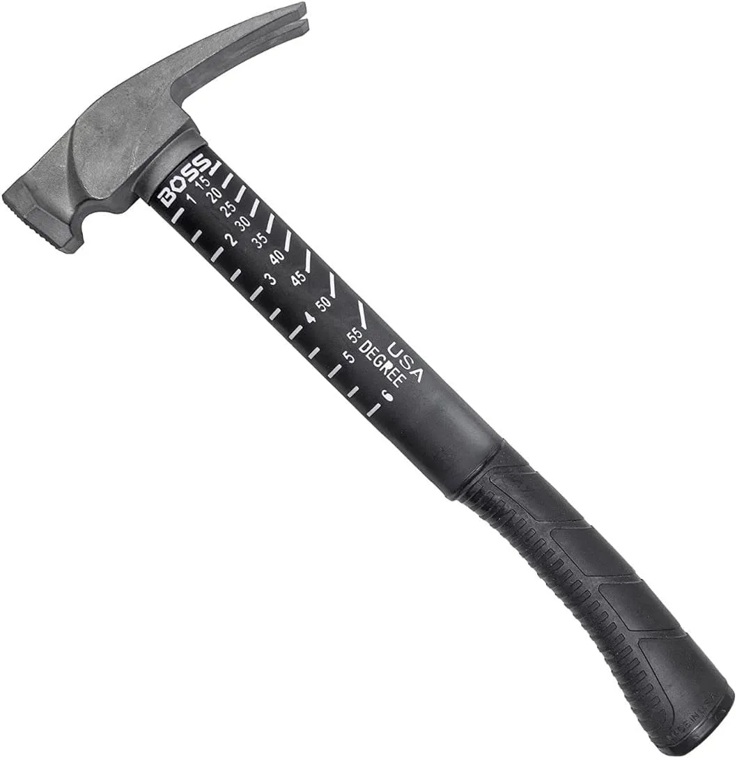Boss Hammer 14 oz. Ti64 Titanium Hammer with Shock-Absorbing Poly-Fiberglass Handle - Ideal for Roofing, Carpentry, and Construction - Smooth Face - Made in the USA - BH14TIPFS
