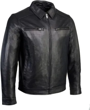 Boston Harbour 1.0 Men's Black New Zealand Lamb Leather Fashion Car Coat Jacket SFM1899 - Small