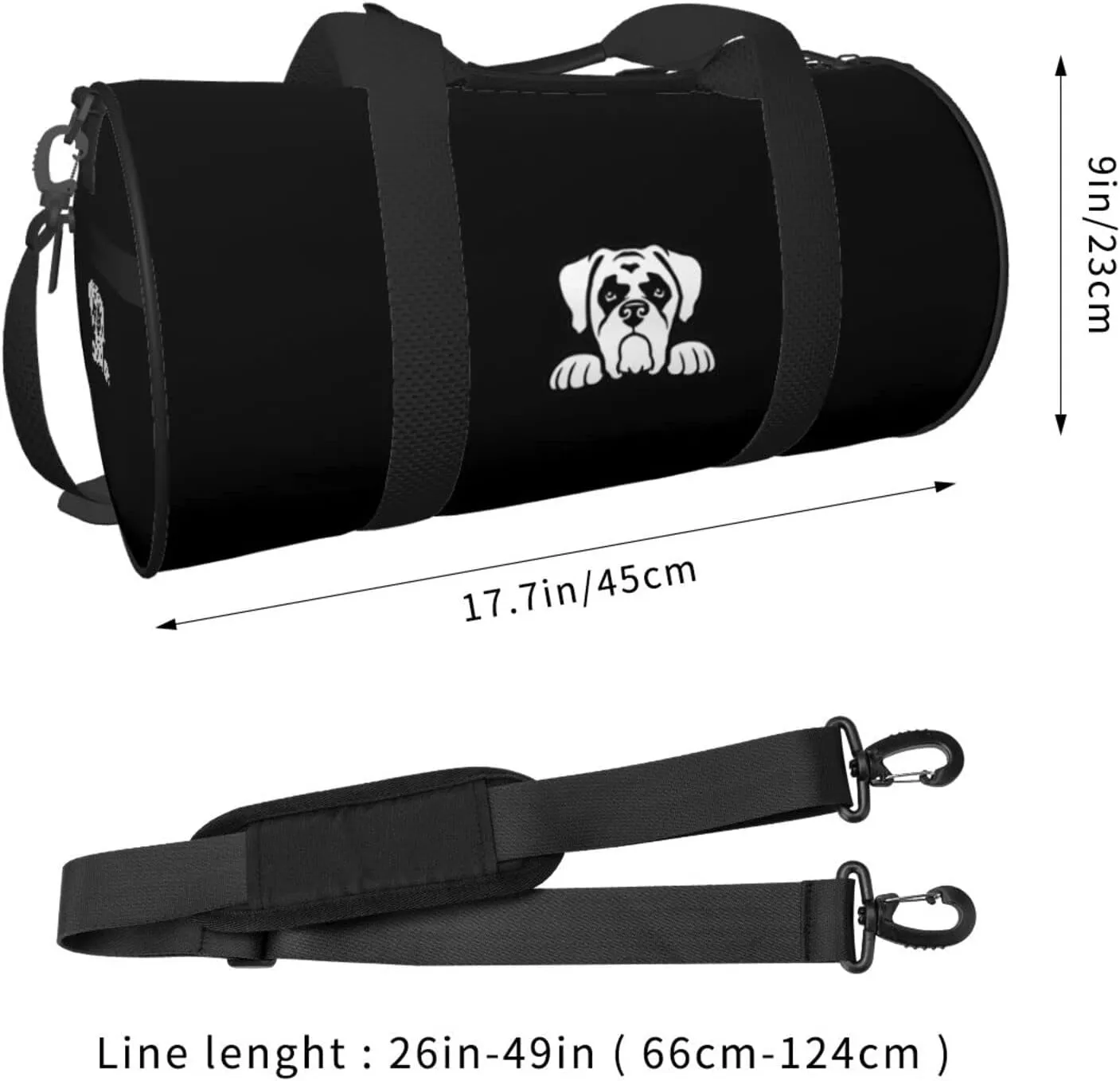 Boxer Dog Peeking Travel Luggage Duffel Bag Sports Rolling Foldable Duffel Bag, Black