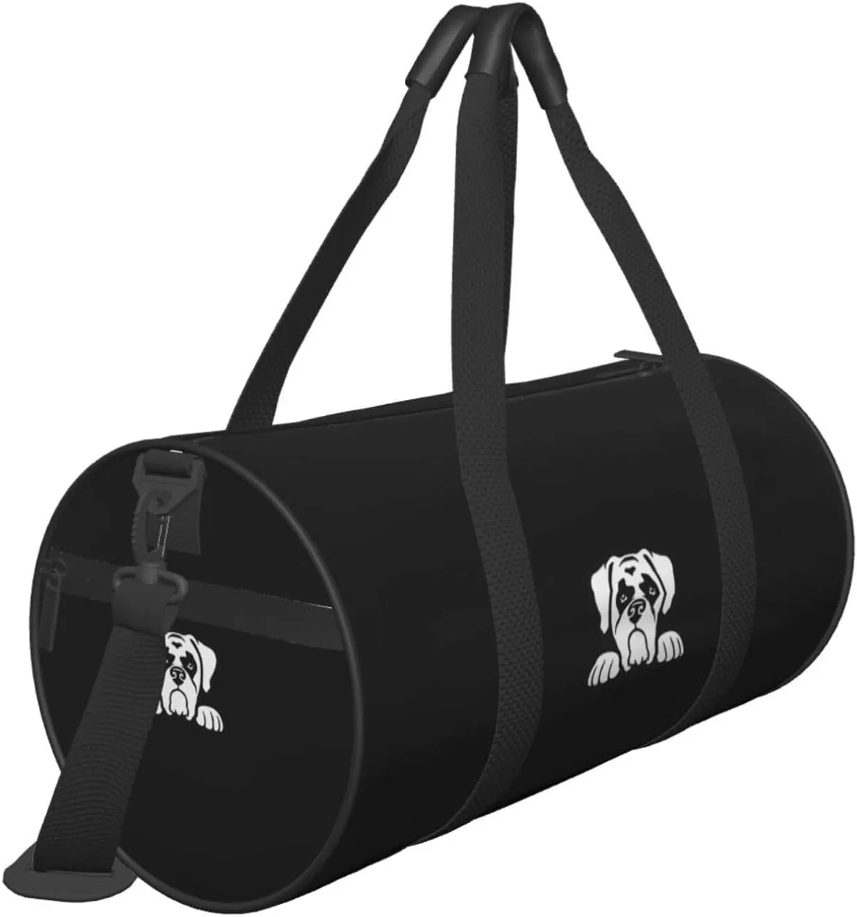 Boxer Dog Peeking Travel Luggage Duffel Bag Sports Rolling Foldable Duffel Bag, Black