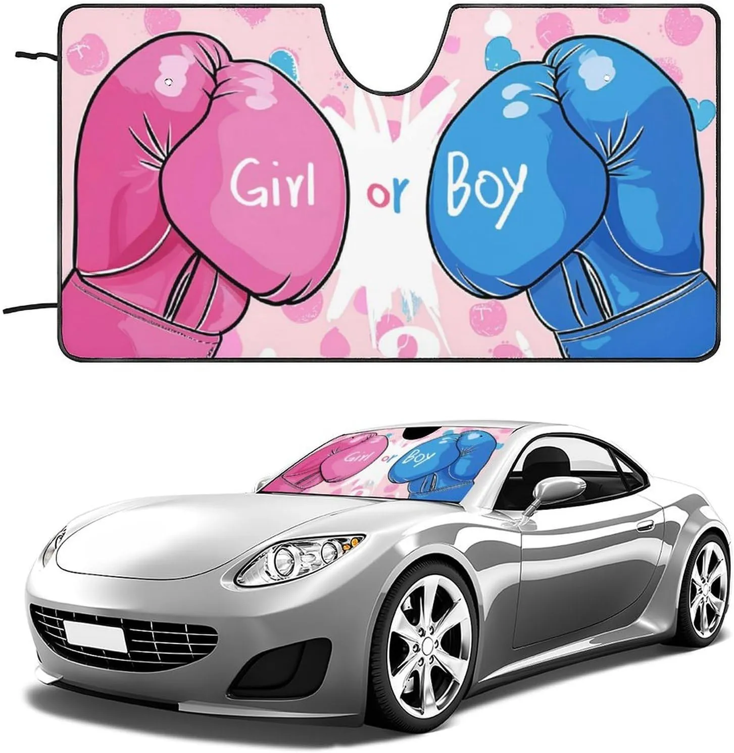 Boxing Windshield Sun Shade Foldable Reflective Sun Shade Blocks UV Rays,Car Interior Accessories