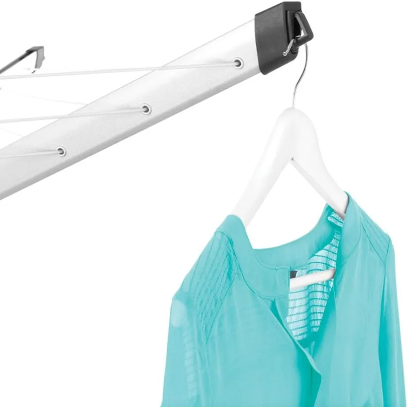 Brabantia Lift-O-Matic Advance Outdoor 4 Arm Clothesline (164 ft/Ø 1.97") Height Adjustable, Folding Clothes Drying Rack   Ground Spike, Cover   Bag of Clothespins (Gray)