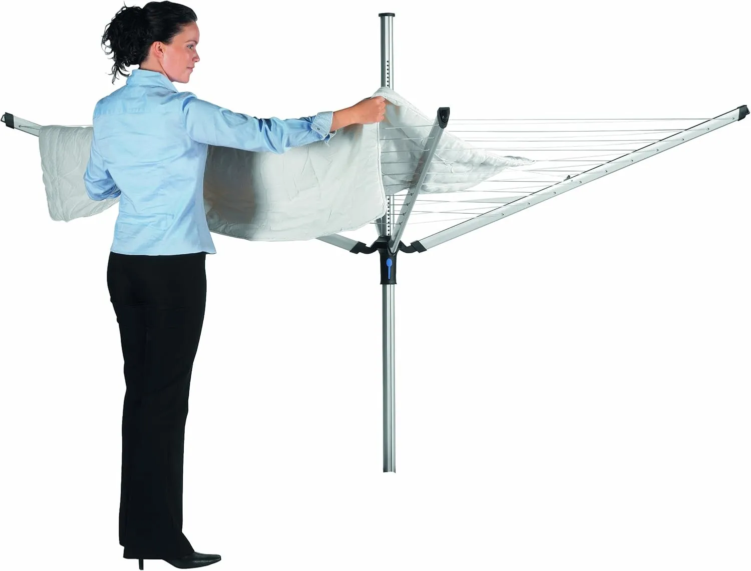 Brabantia Lift-O-Matic Advance Outdoor 4 Arm Clothesline (164 ft/Ø 1.97") Height Adjustable, Folding Clothes Drying Rack   Ground Spike, Cover   Bag of Clothespins (Gray)