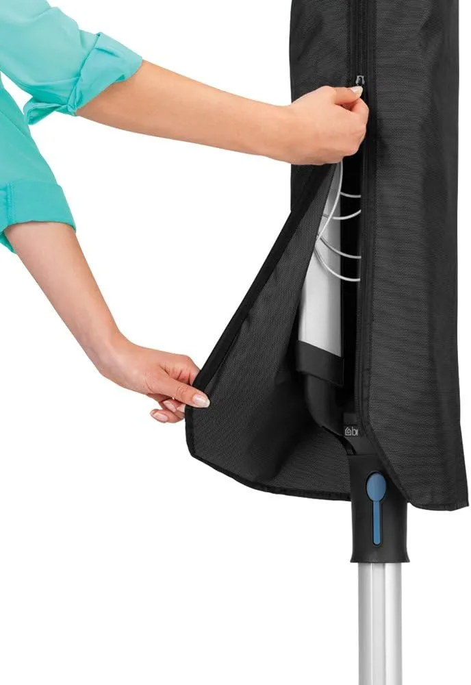 Brabantia Lift-O-Matic Advance Outdoor 4 Arm Clothesline (164 ft/Ø 1.97") Height Adjustable, Folding Clothes Drying Rack   Ground Spike, Cover   Bag of Clothespins (Gray)