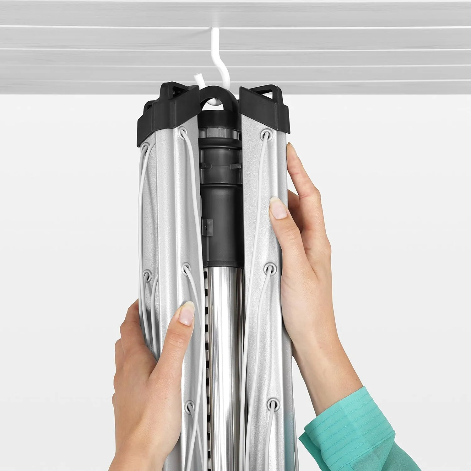 Brabantia Lift-O-Matic Outdoor 4 Arm Clothesline (164 ft/Ø 1.8") Height Adjustable, Folding Clothes Drying Rack   Ground Spike & Cover (Gray)