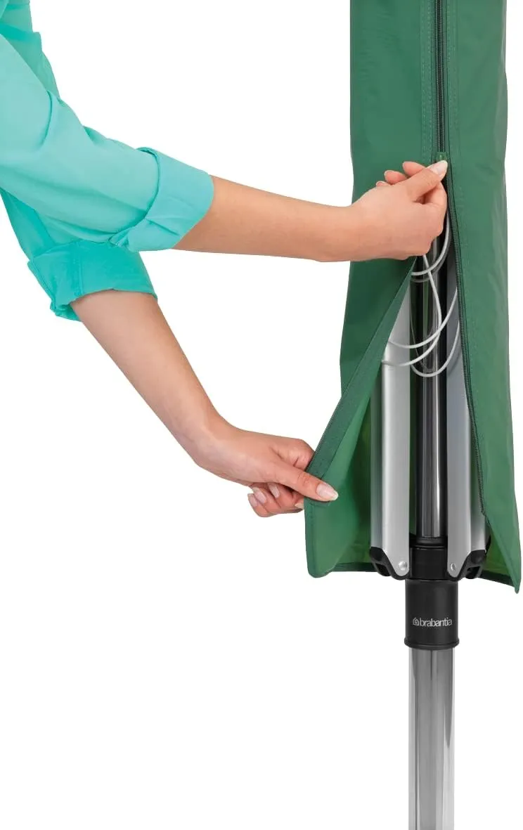Brabantia Lift-O-Matic Outdoor 4 Arm Clothesline (164 ft/Ø 1.8") Height Adjustable, Folding Clothes Drying Rack   Ground Spike & Cover (Gray)