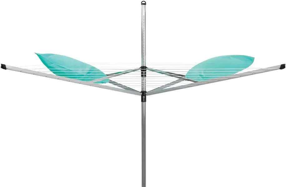 Brabantia Lift-O-Matic Outdoor 4 Arm Clothesline (164 ft/Ø 1.8") Height Adjustable, Folding Clothes Drying Rack   Ground Spike & Cover (Gray)