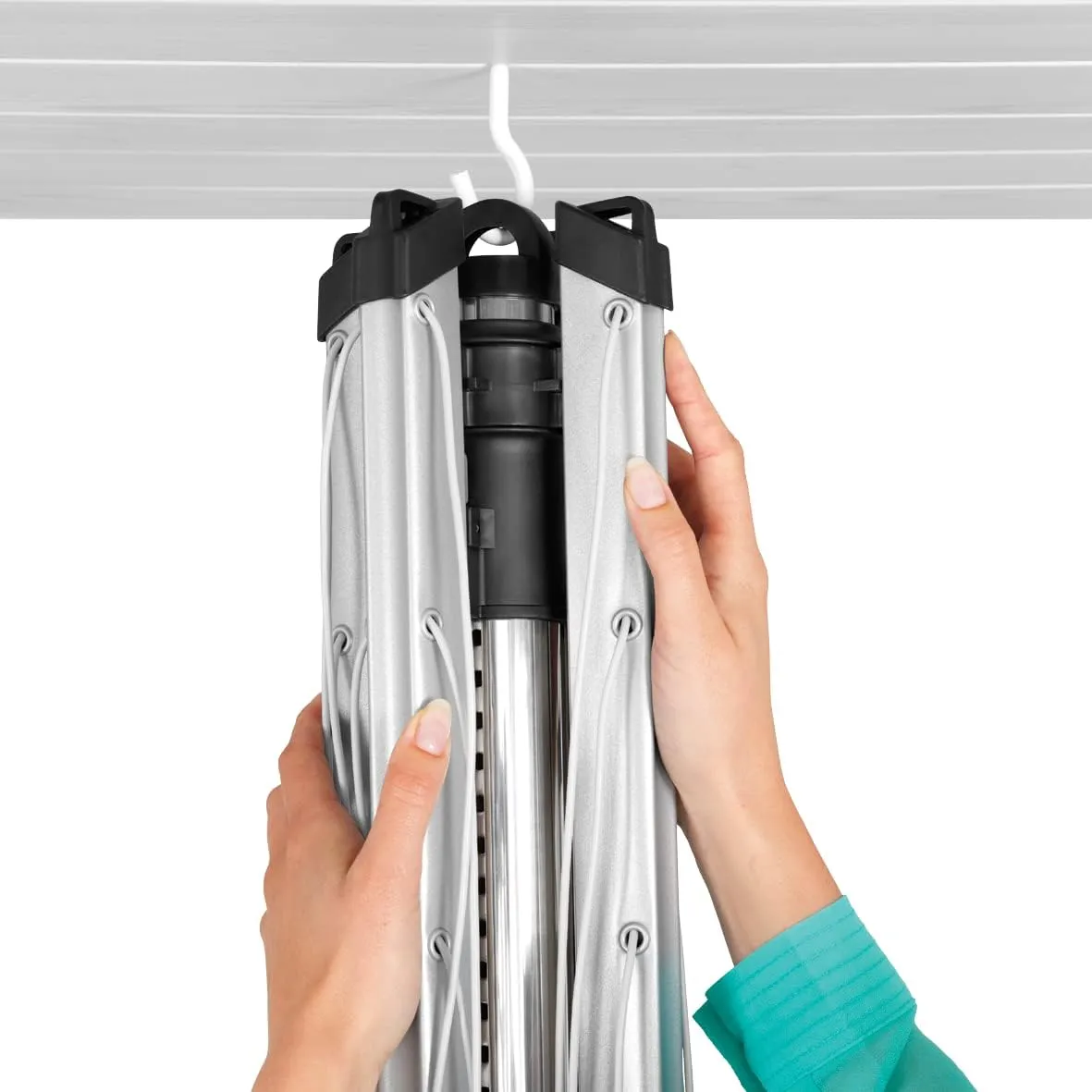 Brabantia Lift-O-Matic Outdoor 4 Arm Clothesline (164 ft/Ø 1.8") Height Adjustable, Folding Clothes Drying Rack   Ground Spike & Cover (Gray)
