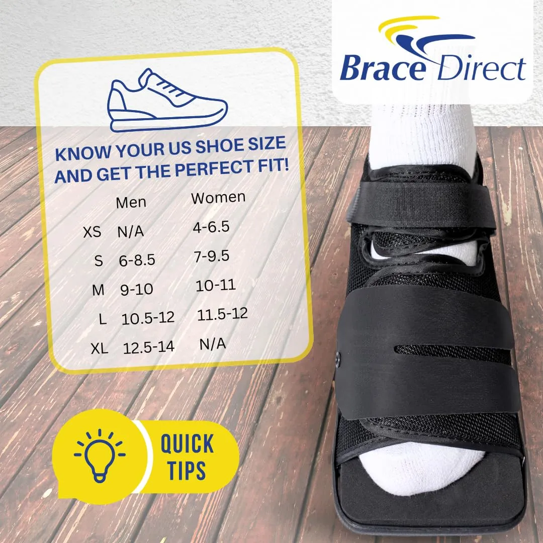 Brace Direct Deluxe Post-Op Walking Shoe – Square Toe, Adjustable Support for Foot & Toe Surgery Recovery, Broken Foot, Stress Fractures, Hammer Toe & Bunions – Fits Left or Right Foot, Size XS (US