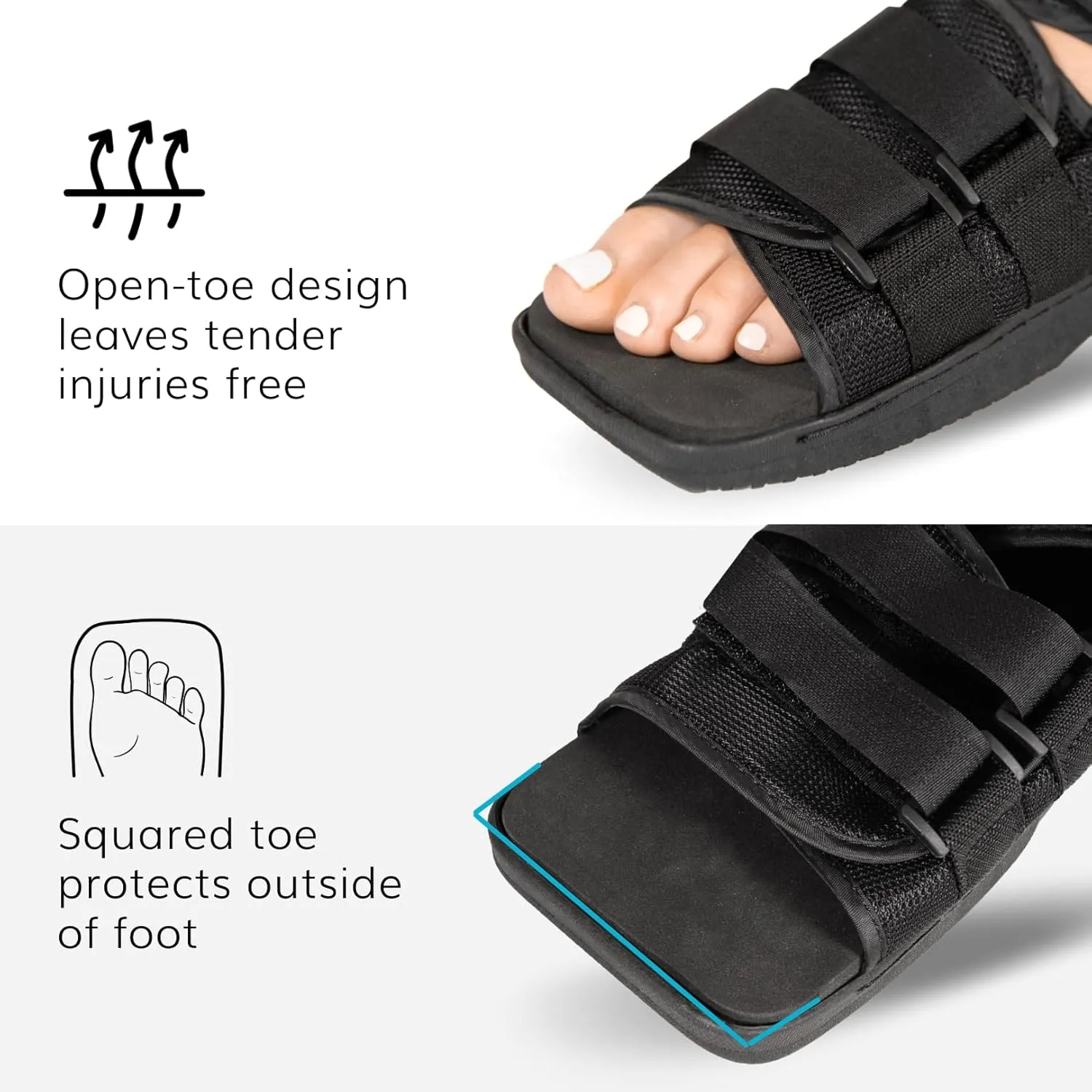 BraceAbility Post Op Shoe Foot Brace - Orthopedic Surgical Cast Shoe for Broken Toes, Injured Foot Protection, Stress Fracture Recovery Medical Boot for Men and Women - FSA HSA Eligible (M - Male)